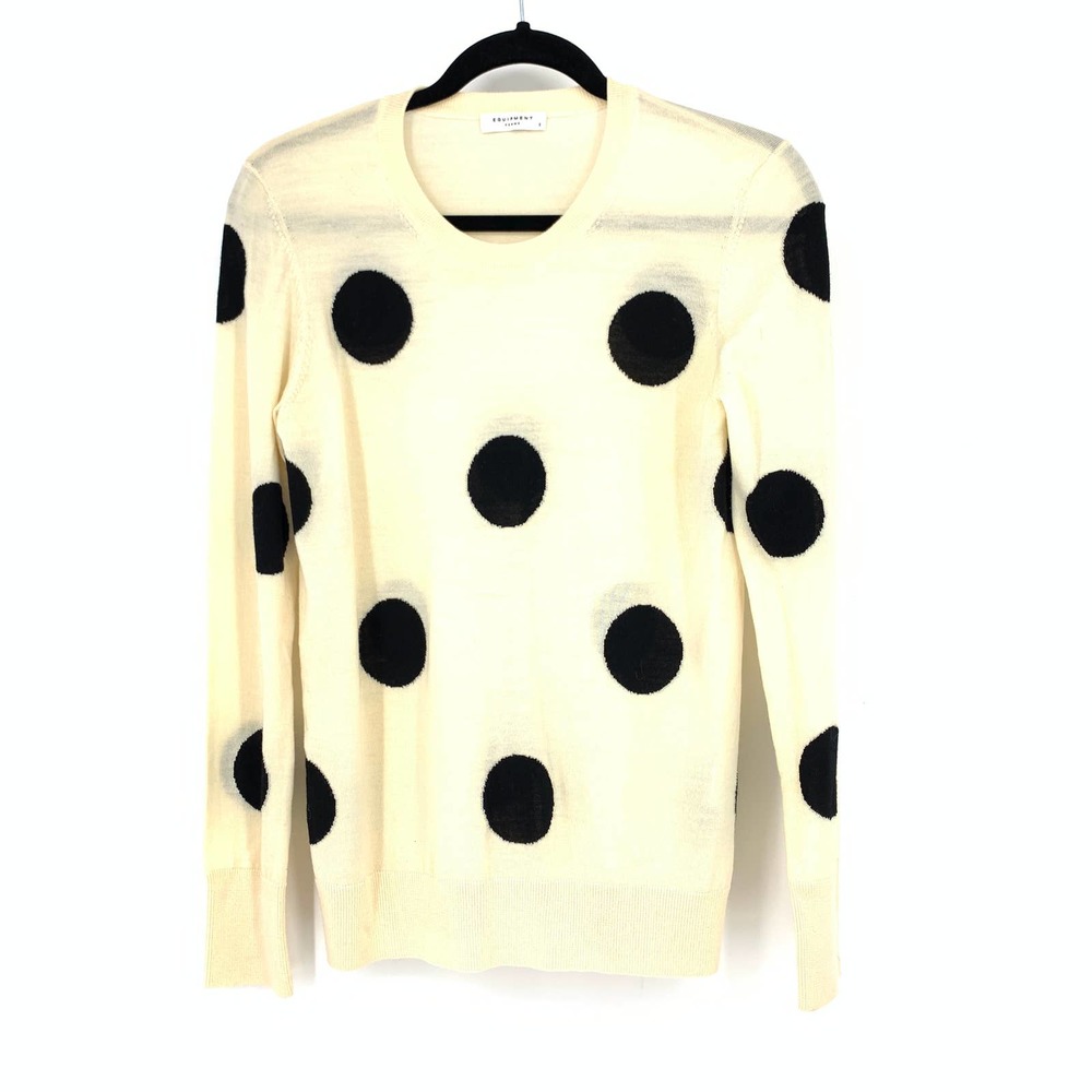 Equipment Sz S Wool Crew Neck Sweater Polka Dot